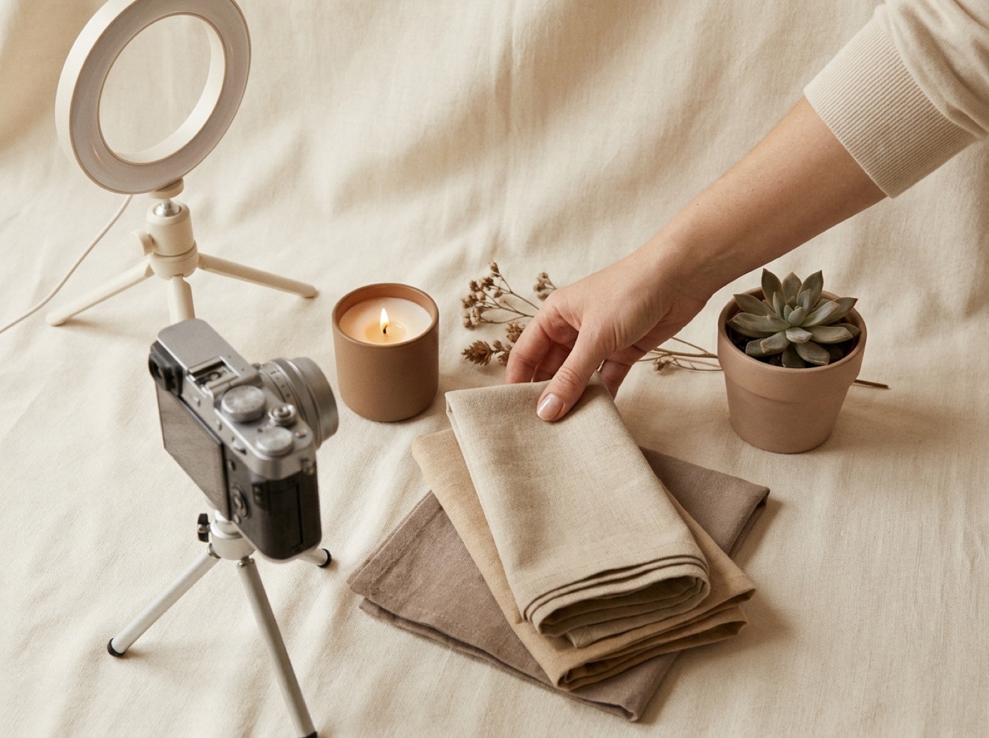 A content shoot being styled